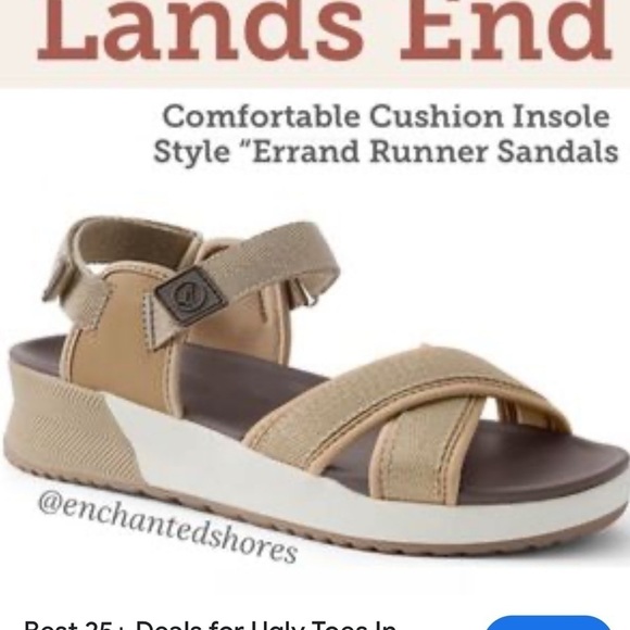 Lands' End Woman's Errand Runner Summer/Beach Tan Khaki Comfort Sandles Sz 9.5 - Picture 1 of 10